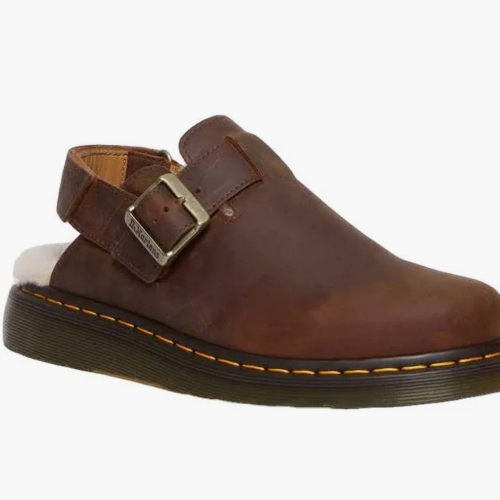 dr. martens Size 8 Leather jorge ii faux fur lined mules